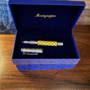 Montegrappa Yellow and Silver Checkered Fountain Pen